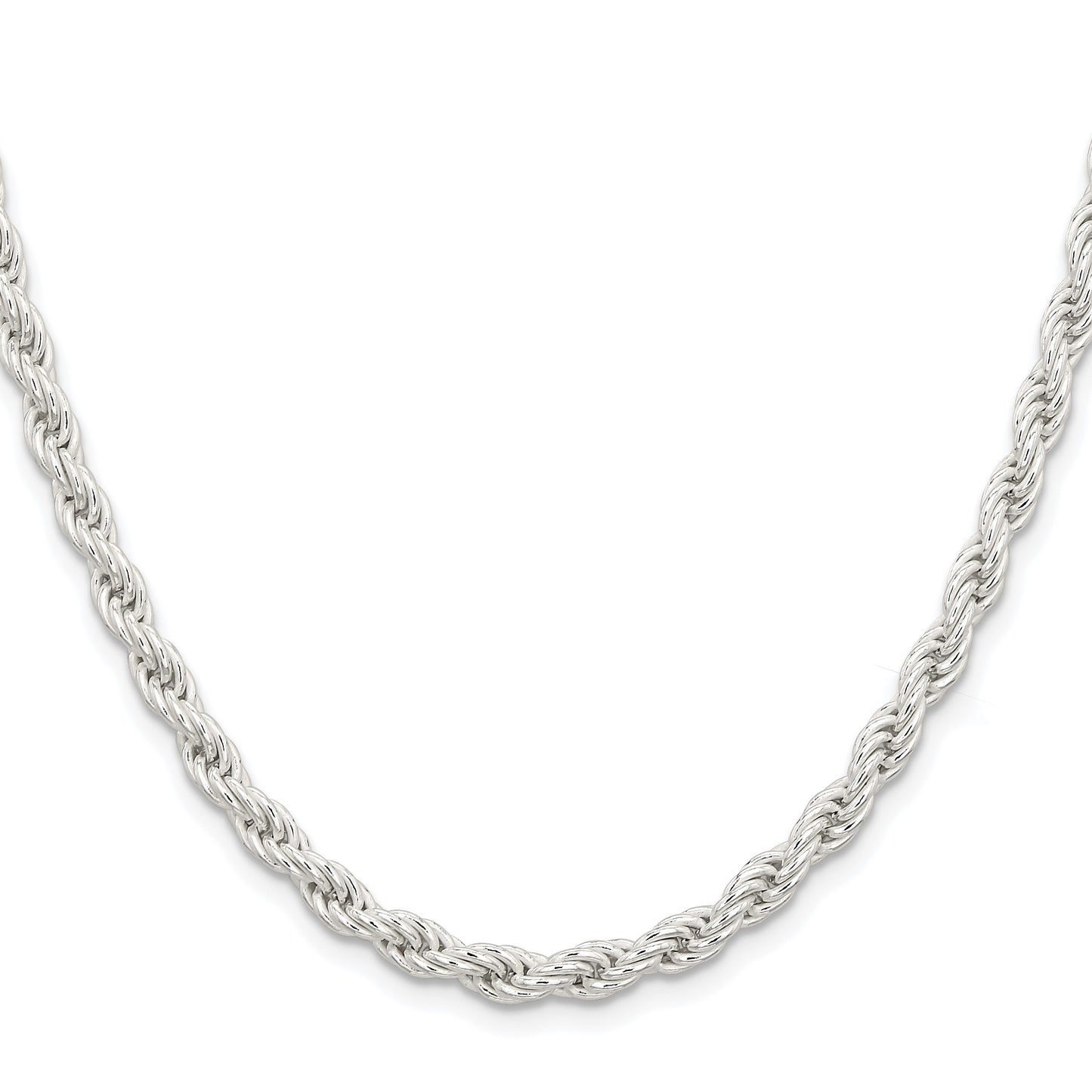 Sterling Silver Rhodium-plated 5mm Solid Rope Chain