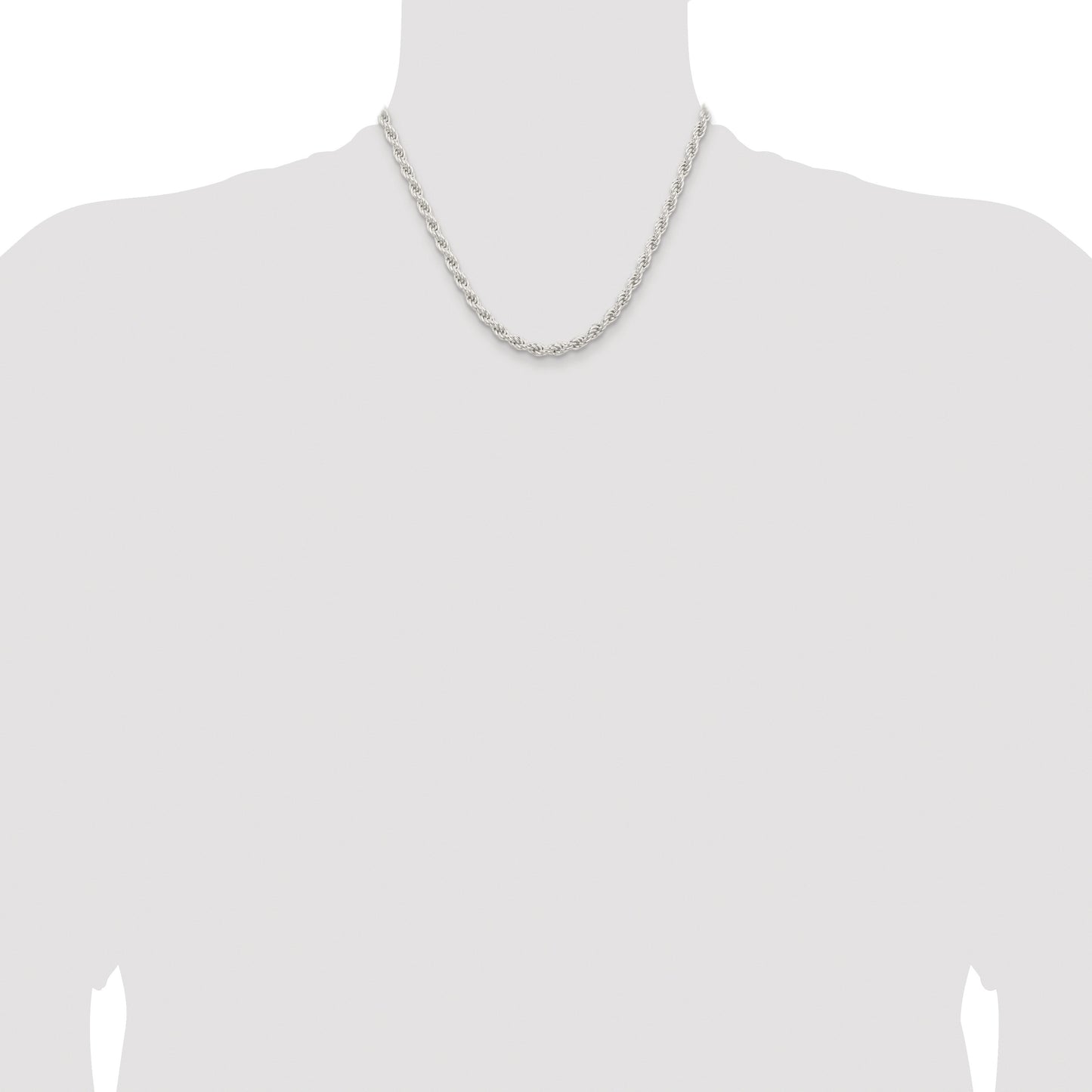 Sterling Silver Rhodium-plated 5mm Solid Rope Chain