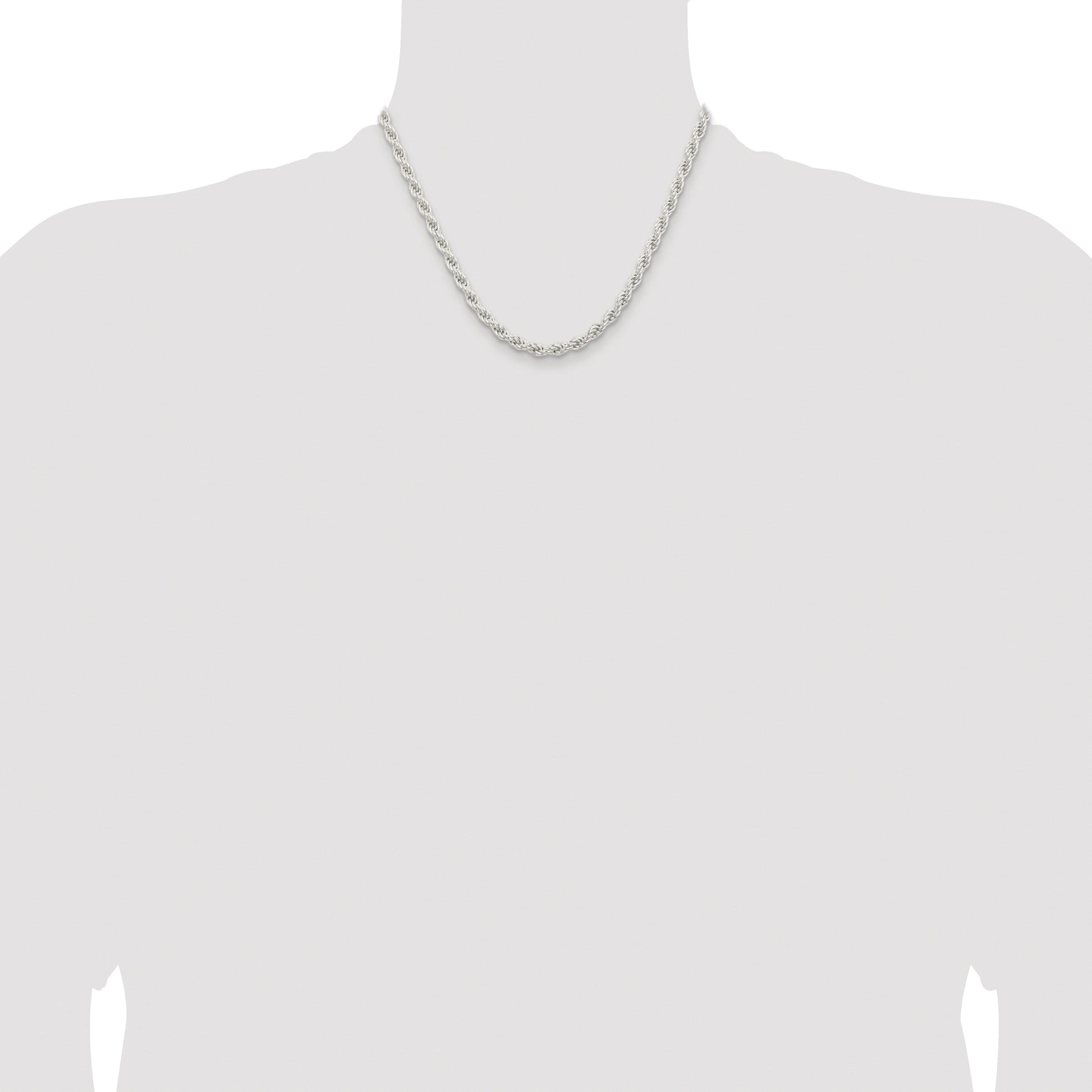 Sterling Silver Rhodium-plated 5mm Solid Rope Chain