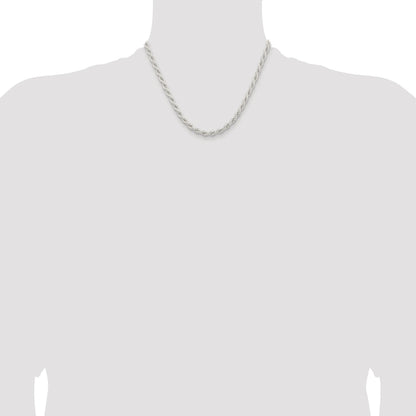 Sterling Silver Rhodium-plated 5mm Solid Rope Chain