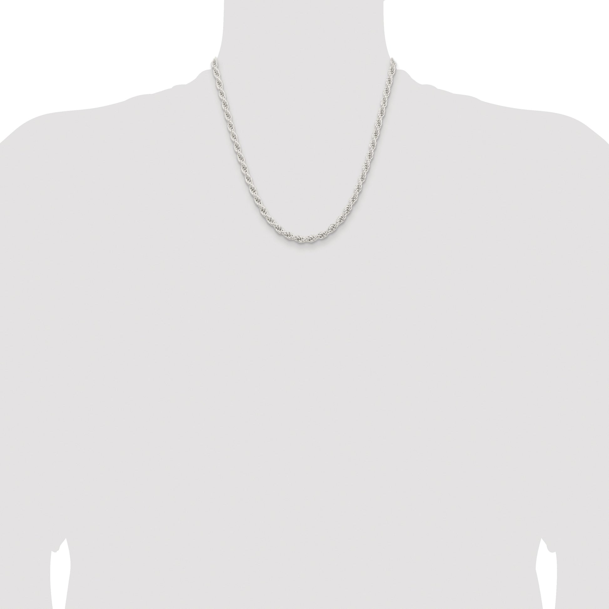 Sterling Silver Rhodium-plated 5mm Solid Rope Chain