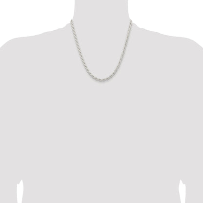 Sterling Silver Rhodium-plated 5mm Solid Rope Chain