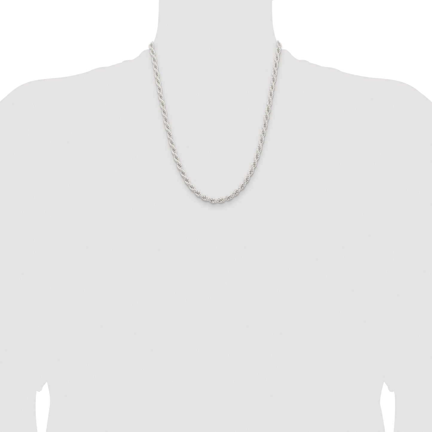 Sterling Silver Rhodium-plated 5mm Solid Rope Chain