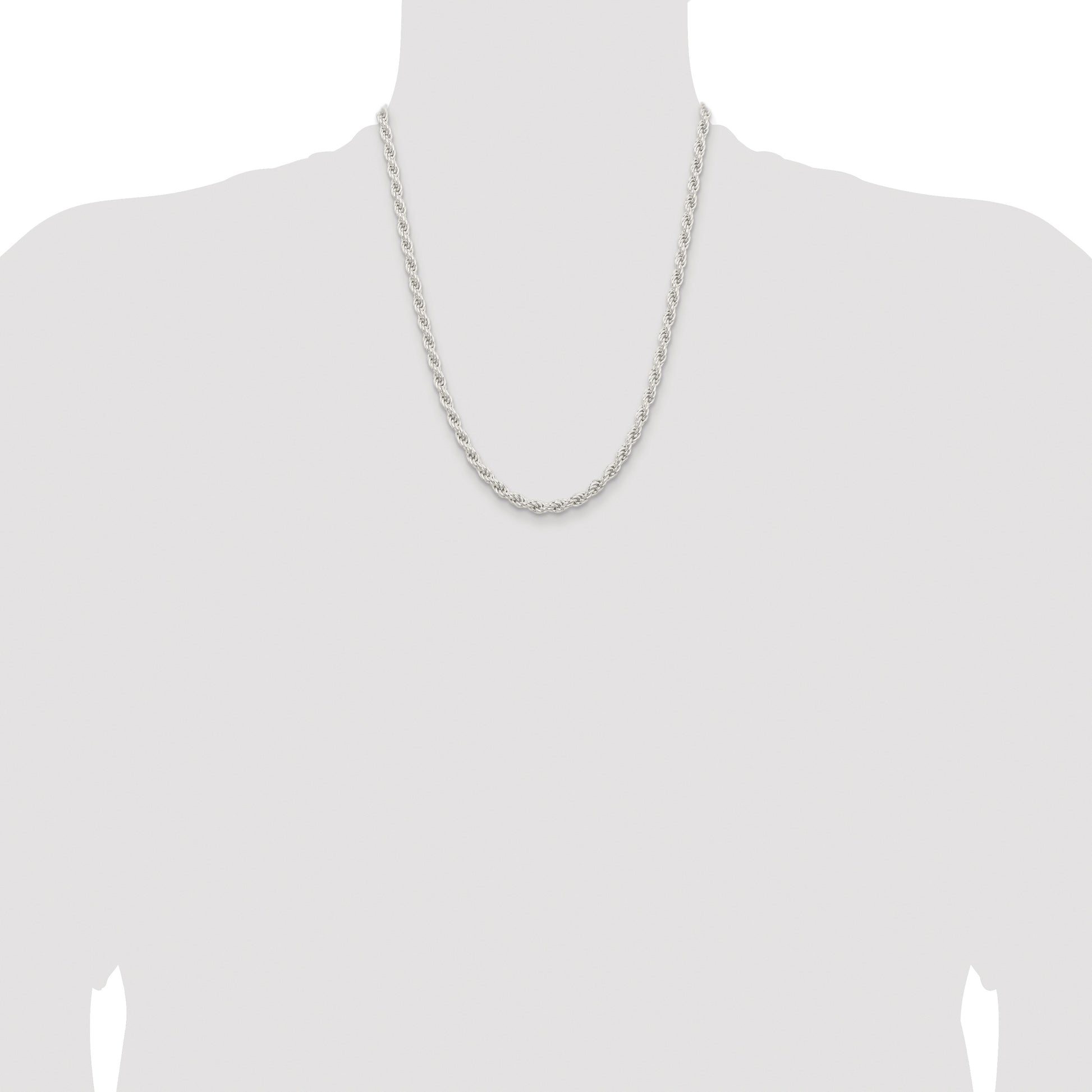 Sterling Silver Rhodium-plated 5mm Solid Rope Chain