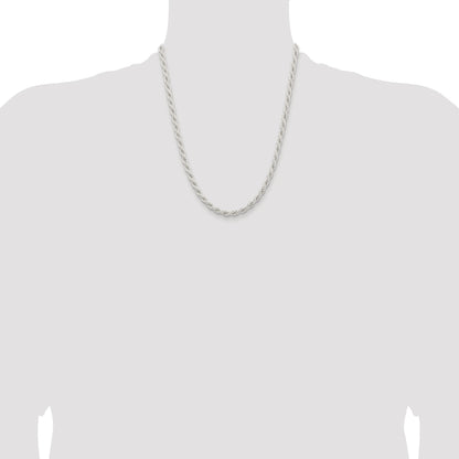 Sterling Silver Rhodium-plated 5mm Solid Rope Chain