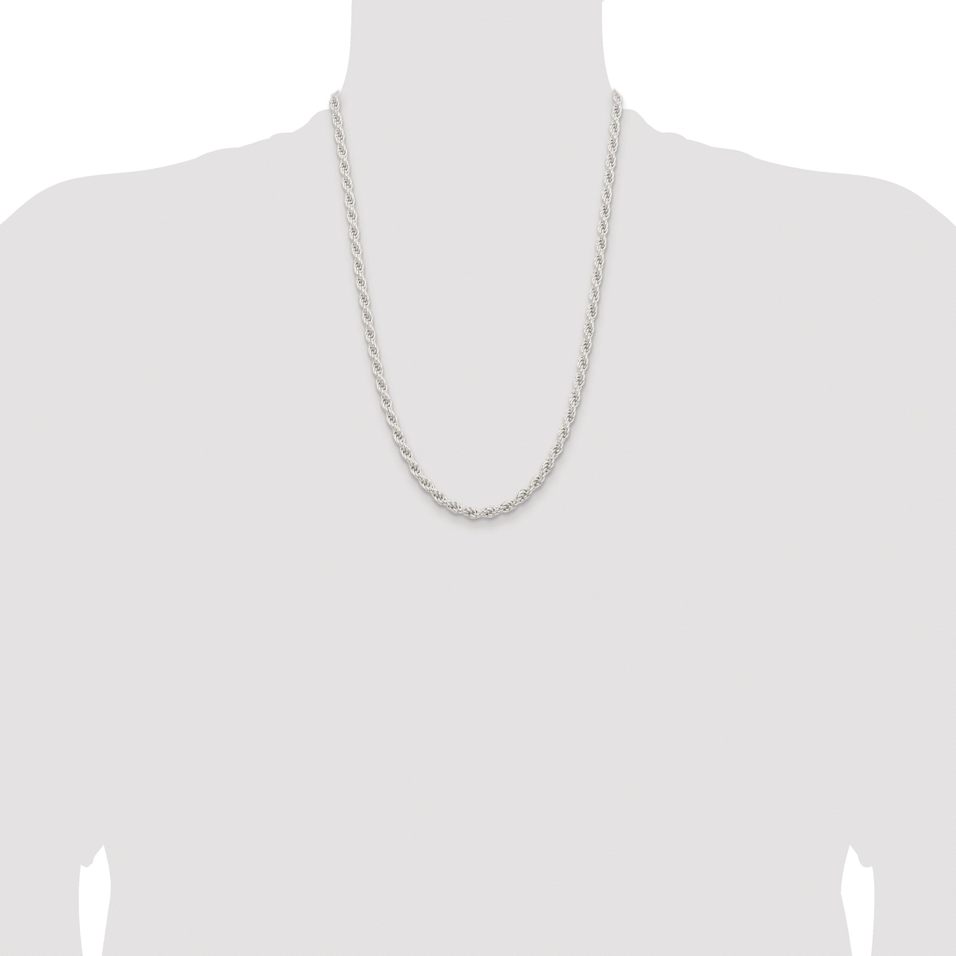 Sterling Silver Rhodium-plated 5mm Solid Rope Chain