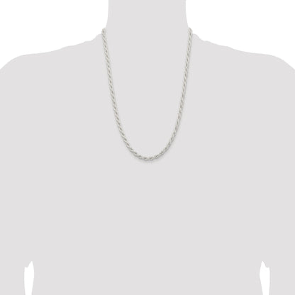 Sterling Silver Rhodium-plated 5mm Solid Rope Chain