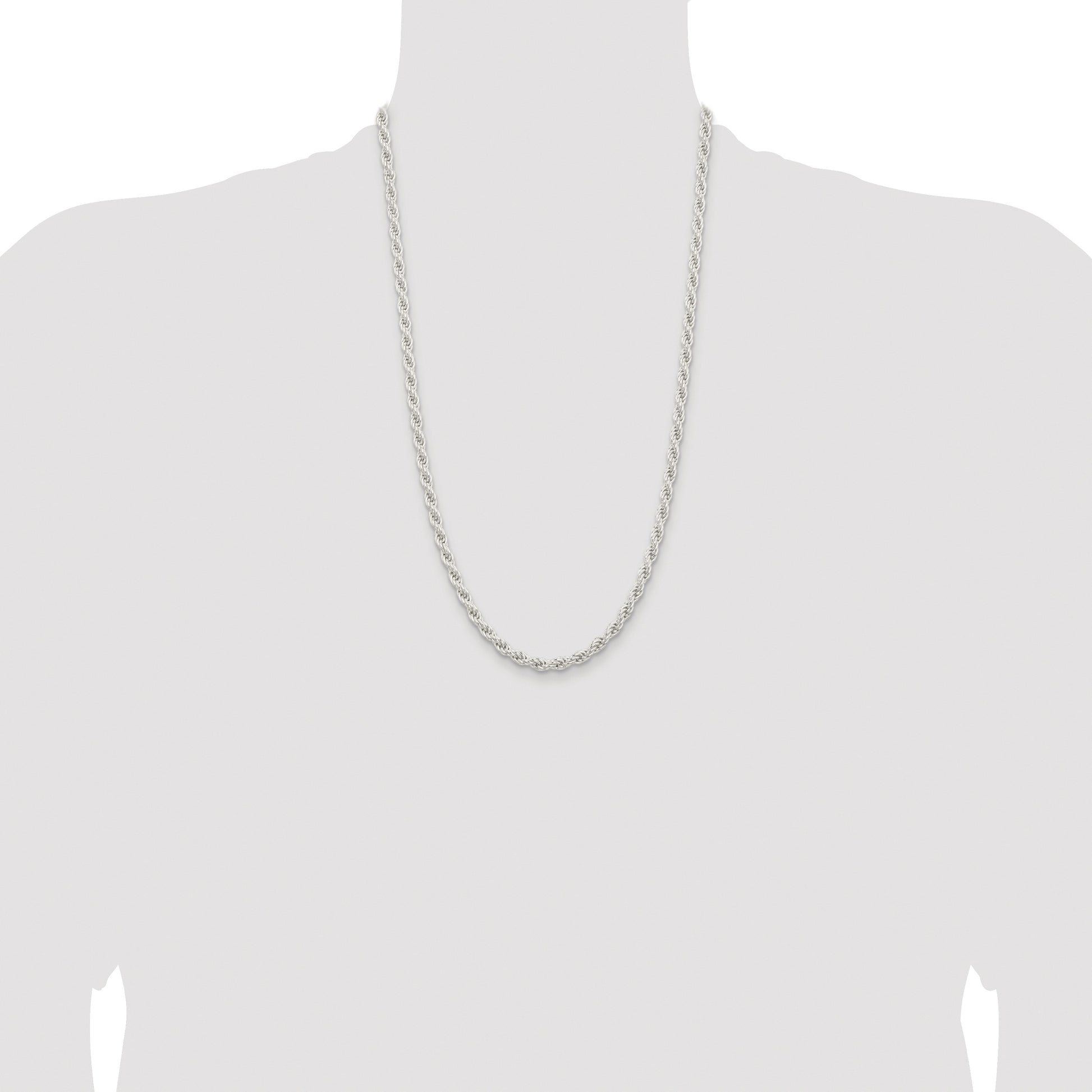 Sterling Silver Rhodium-plated 5mm Solid Rope Chain