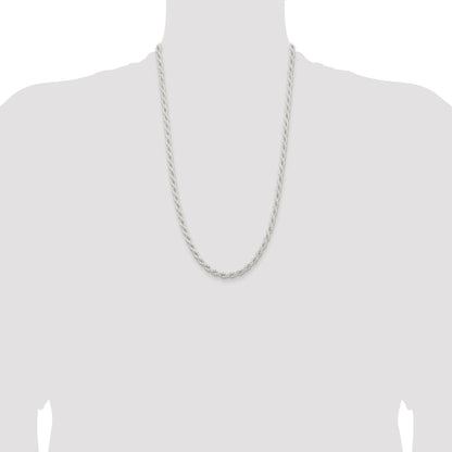 Sterling Silver Rhodium-plated 5mm Solid Rope Chain