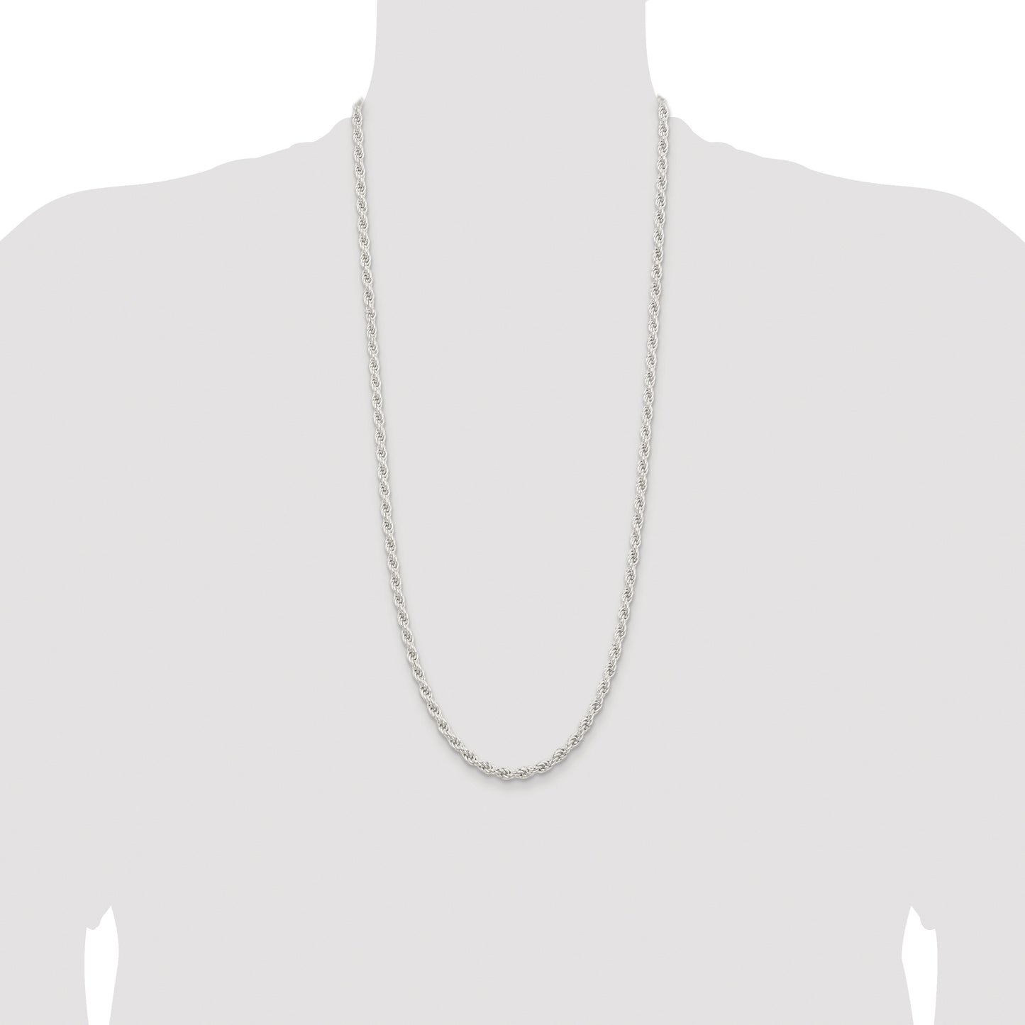 Sterling Silver Rhodium-plated 5mm Solid Rope Chain