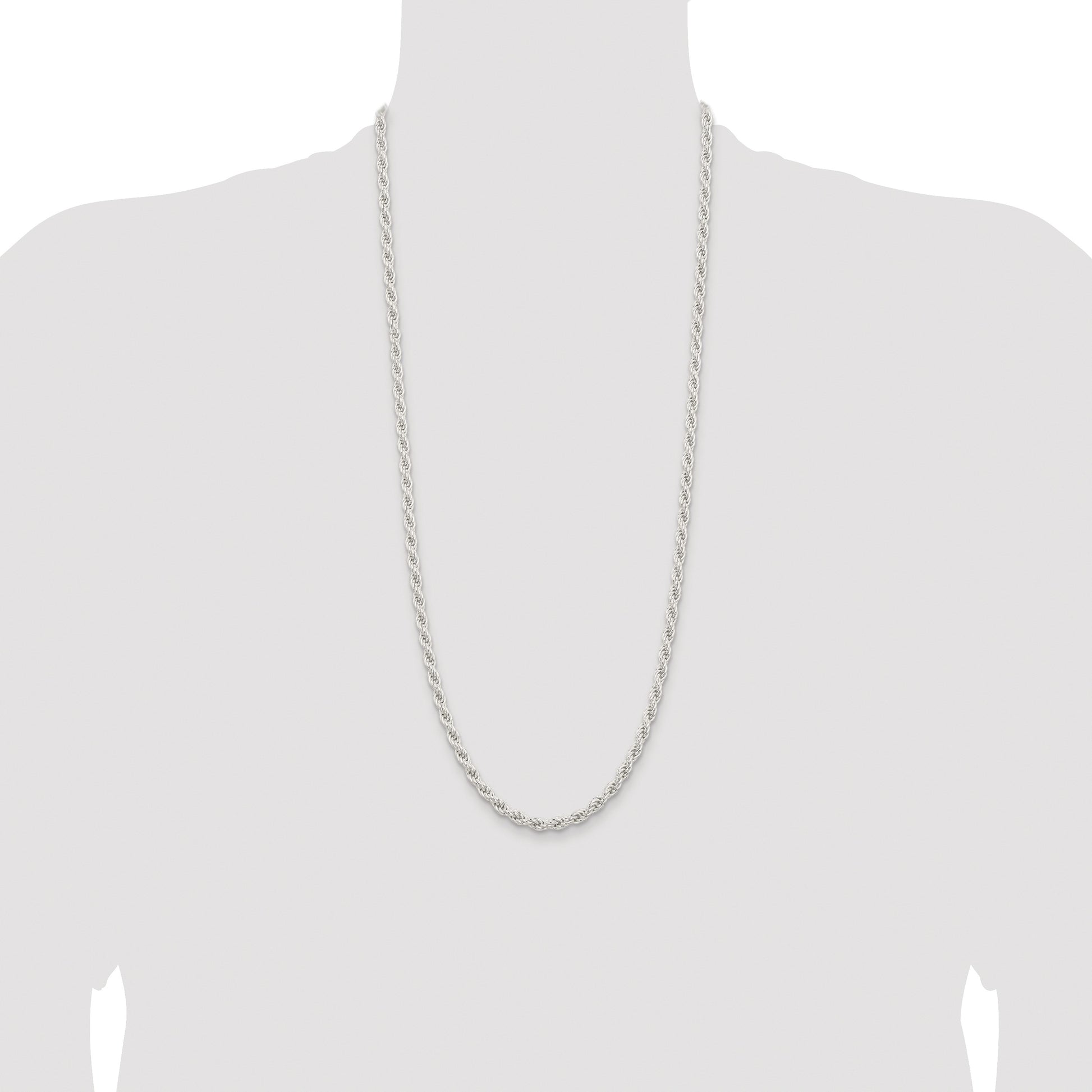 Sterling Silver Rhodium-plated 5mm Solid Rope Chain