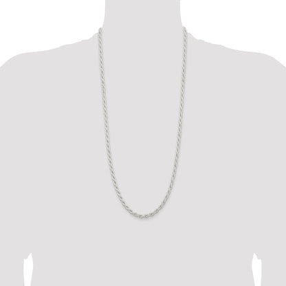 Sterling Silver Rhodium-plated 5mm Solid Rope Chain