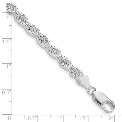 Sterling Silver Rhodium-plated 5mm Solid Rope Chain