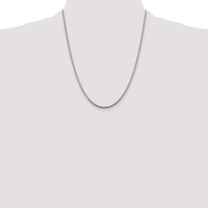 Sterling Silver 2mm Diamond-cut Spiga Chain w/4in ext.