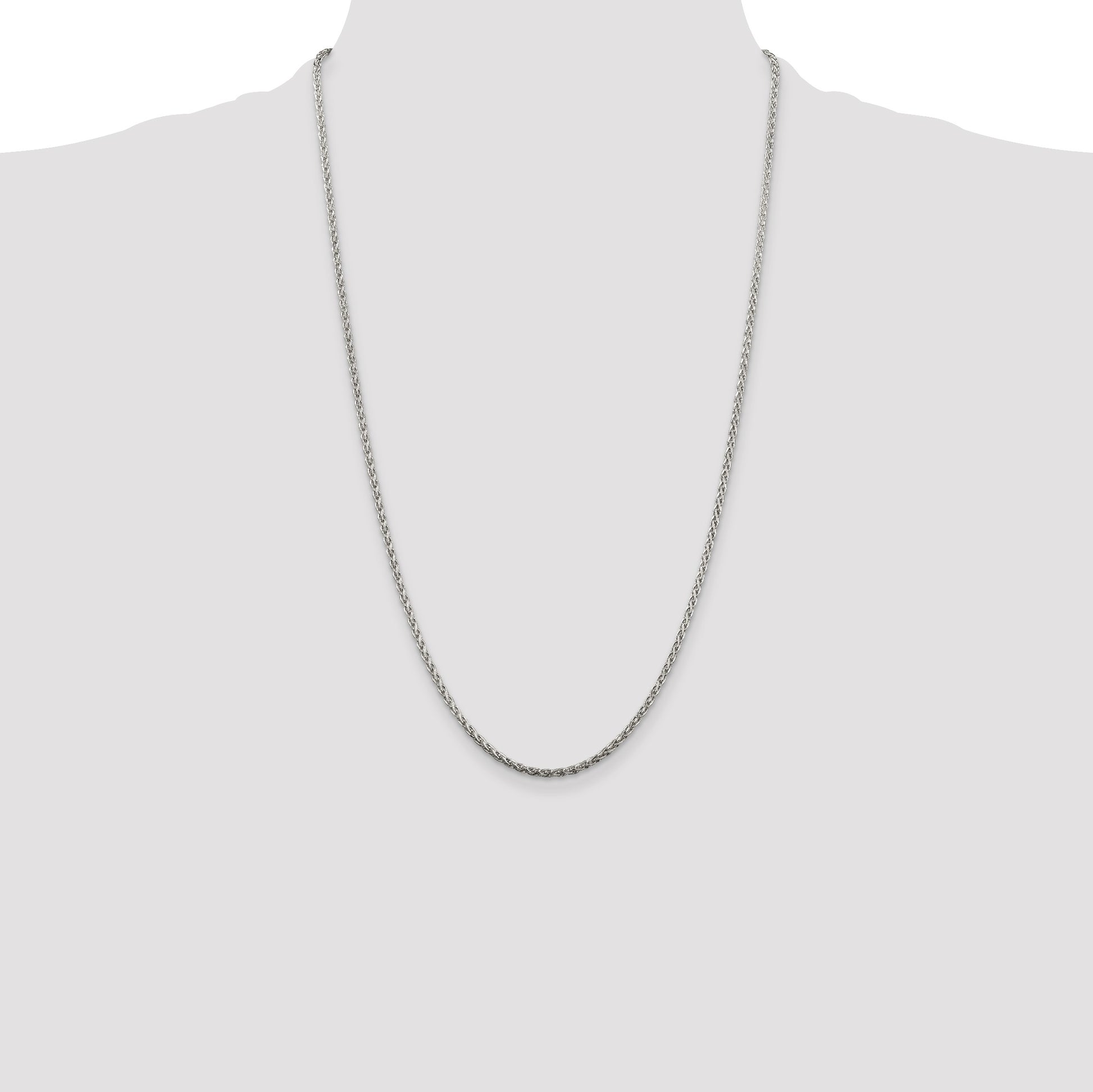 Sterling Silver 2mm Diamond-cut Spiga Chain