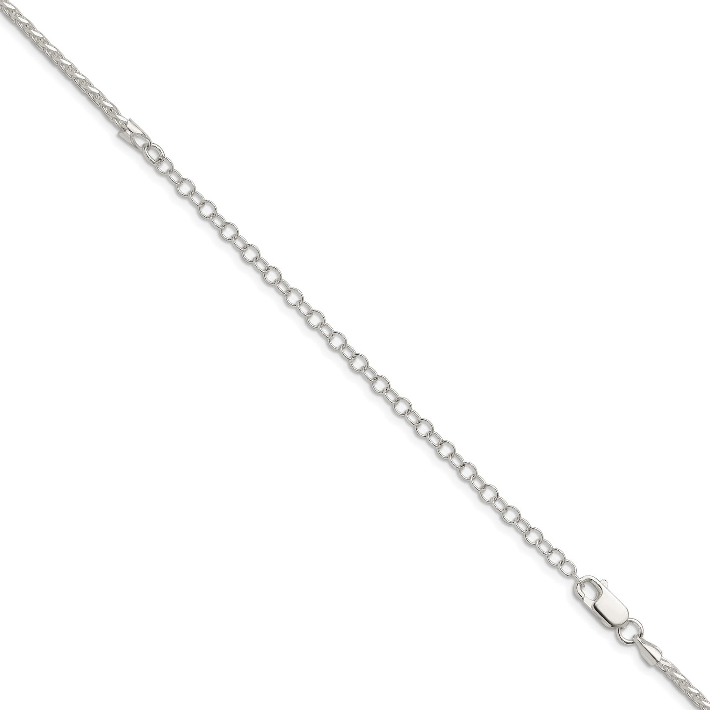 Sterling Silver 2mm Diamond-cut Spiga Chain w/4in ext.