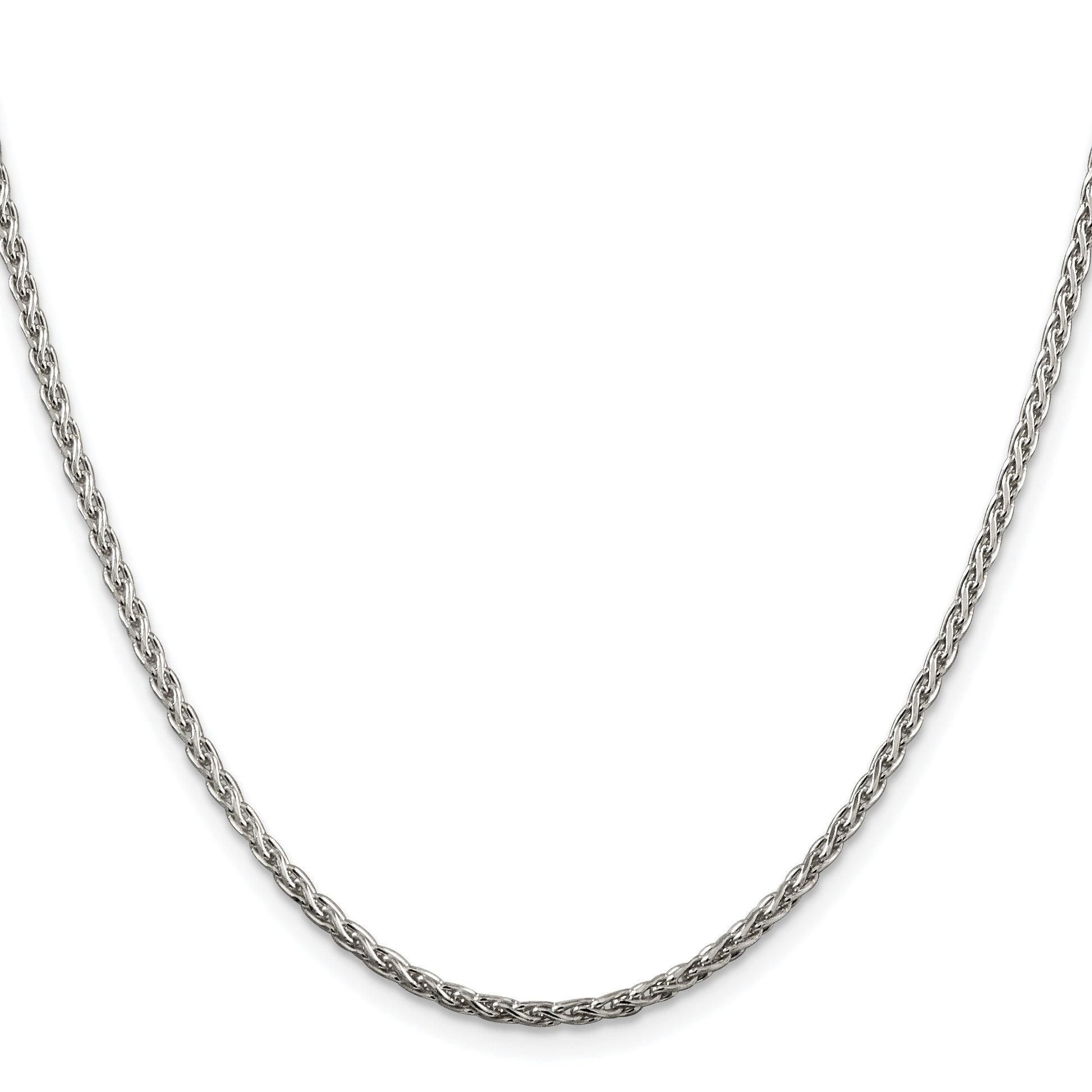 Sterling Silver Rhodium-plated 2mm Diamond-cut Spiga Chain