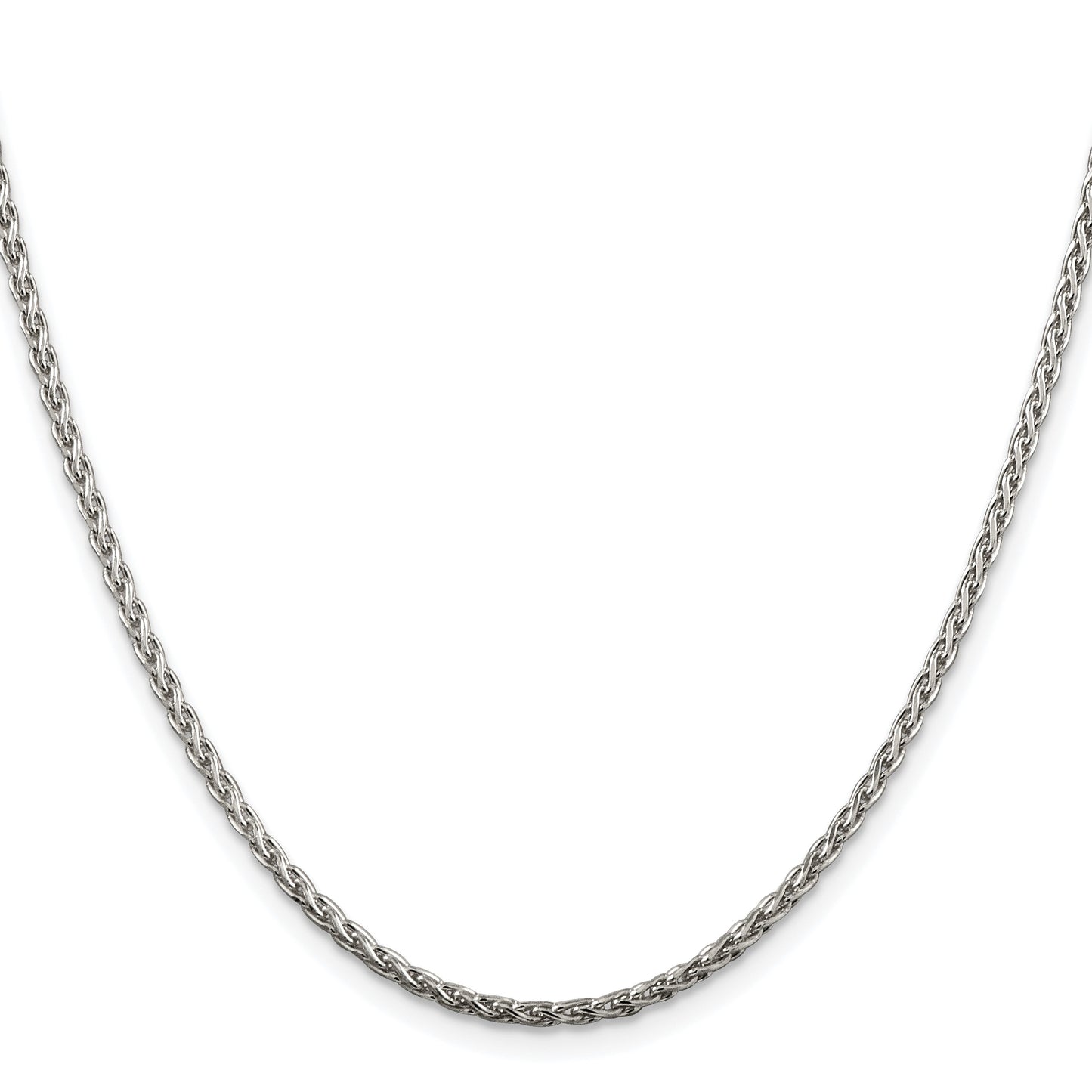 Sterling Silver Rhodium-plated 2mm Diamond-cut Spiga Chain