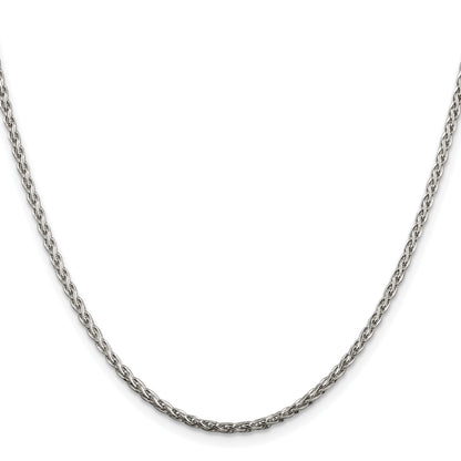 Sterling Silver Rhodium-plated 2mm Diamond-cut Spiga Chain