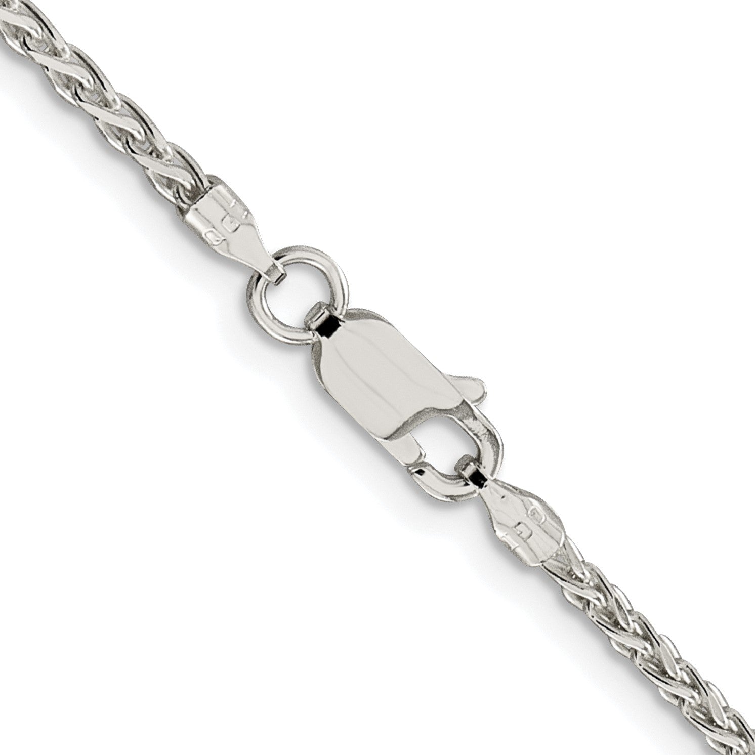 Sterling Silver Rhodium-plated 2mm Diamond-cut Spiga Chain