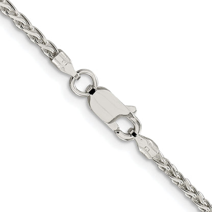 Sterling Silver Rhodium-plated 2mm Diamond-cut Spiga Chain