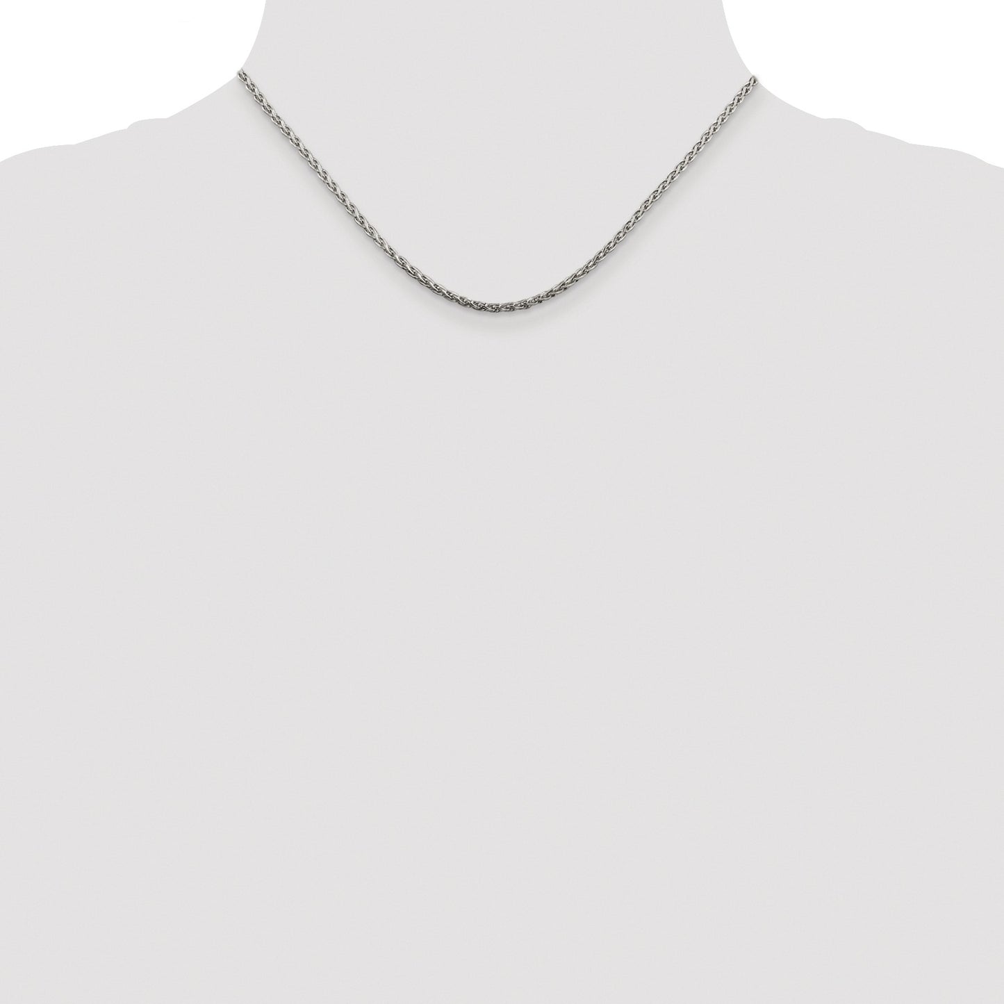 Sterling Silver Rhodium-plated 2mm Diamond-cut Spiga Chain
