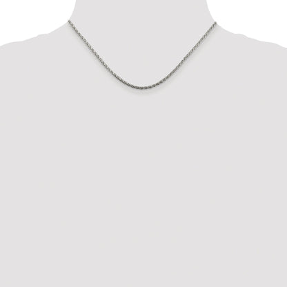 Sterling Silver Rhodium-plated 2mm Diamond-cut Spiga Chain