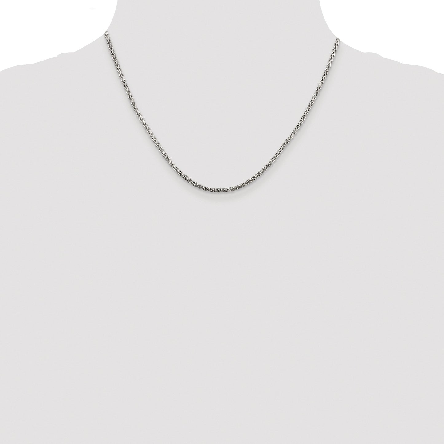 Sterling Silver Rhodium-plated 2mm Diamond-cut Spiga Chain