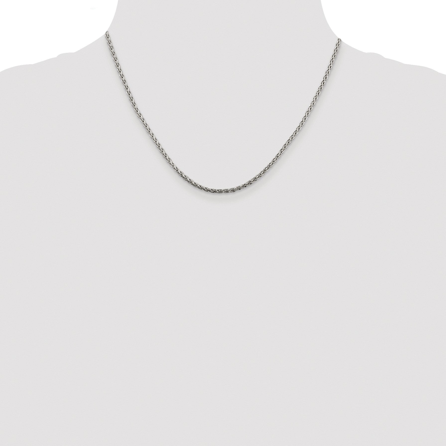 Sterling Silver Rhodium-plated 2mm Diamond-cut Spiga Chain