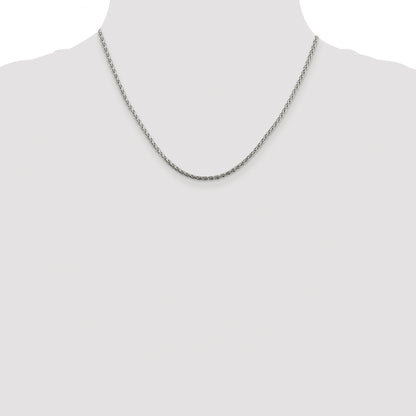 Sterling Silver Rhodium-plated 2mm Diamond-cut Spiga Chain