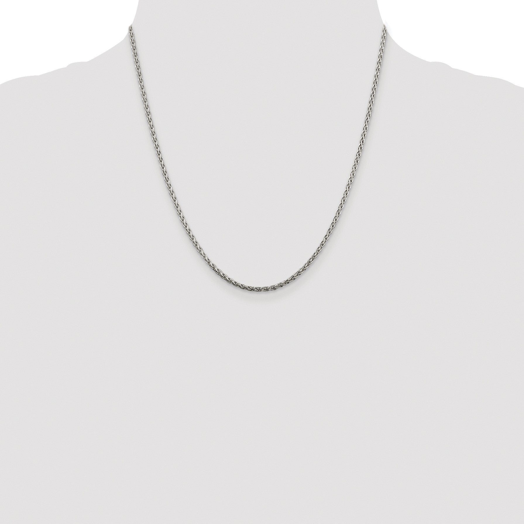 Sterling Silver Rhodium-plated 2mm Diamond-cut Spiga Chain