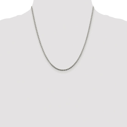 Sterling Silver Rhodium-plated 2mm Diamond-cut Spiga Chain