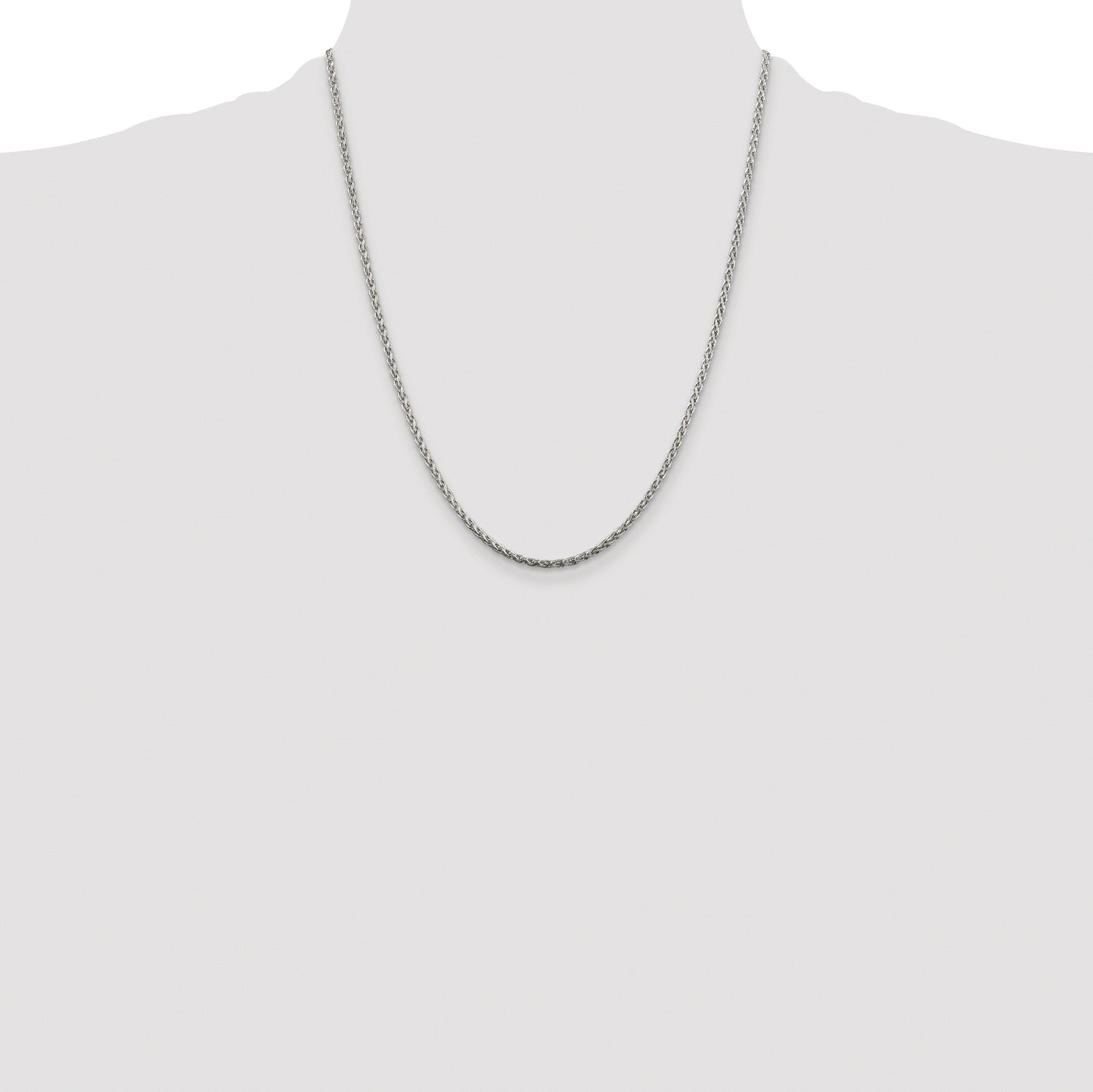 Sterling Silver Rhodium-plated 2mm Diamond-cut Spiga Chain