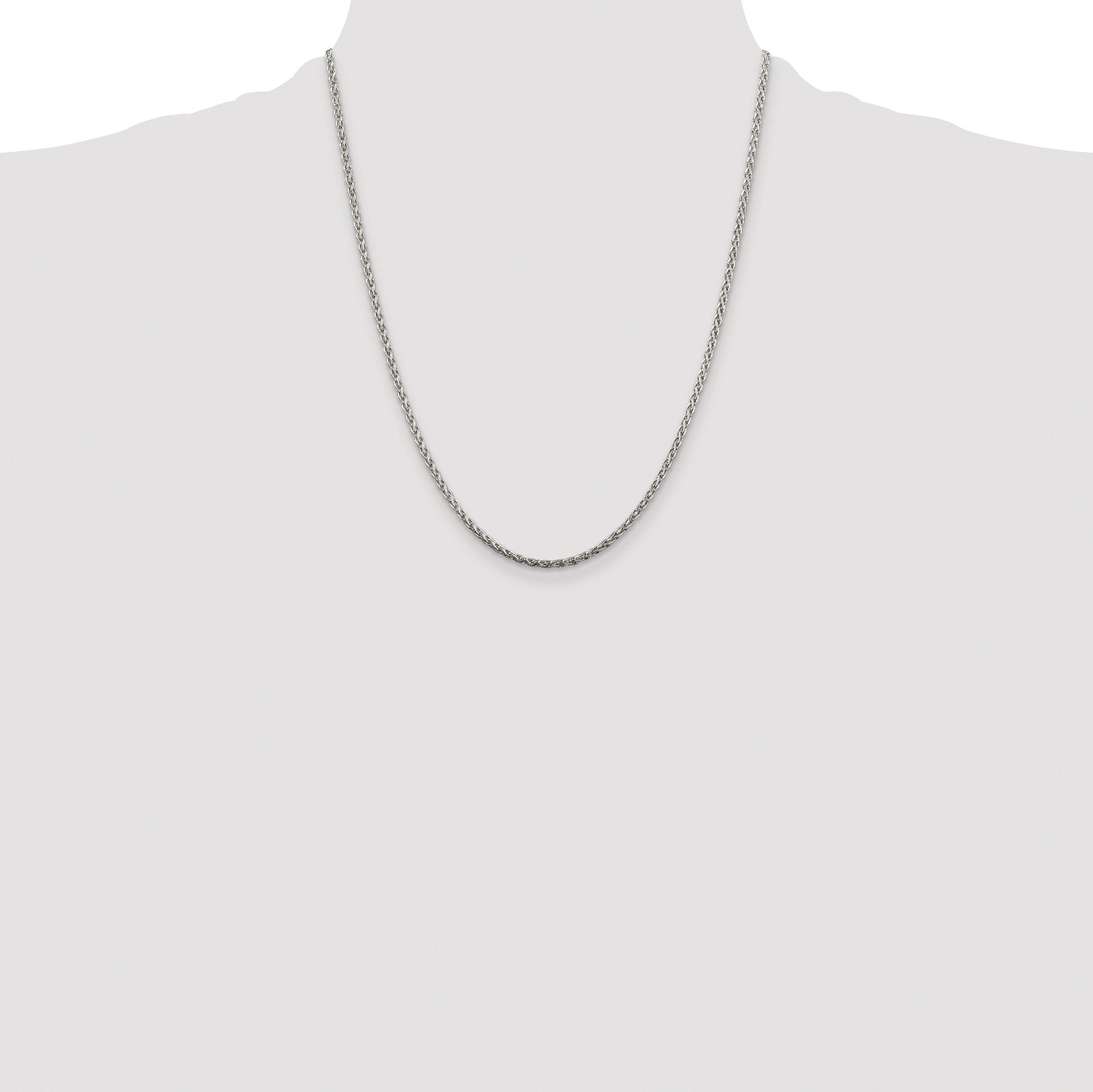 Sterling Silver Rhodium-plated 2mm Diamond-cut Spiga Chain