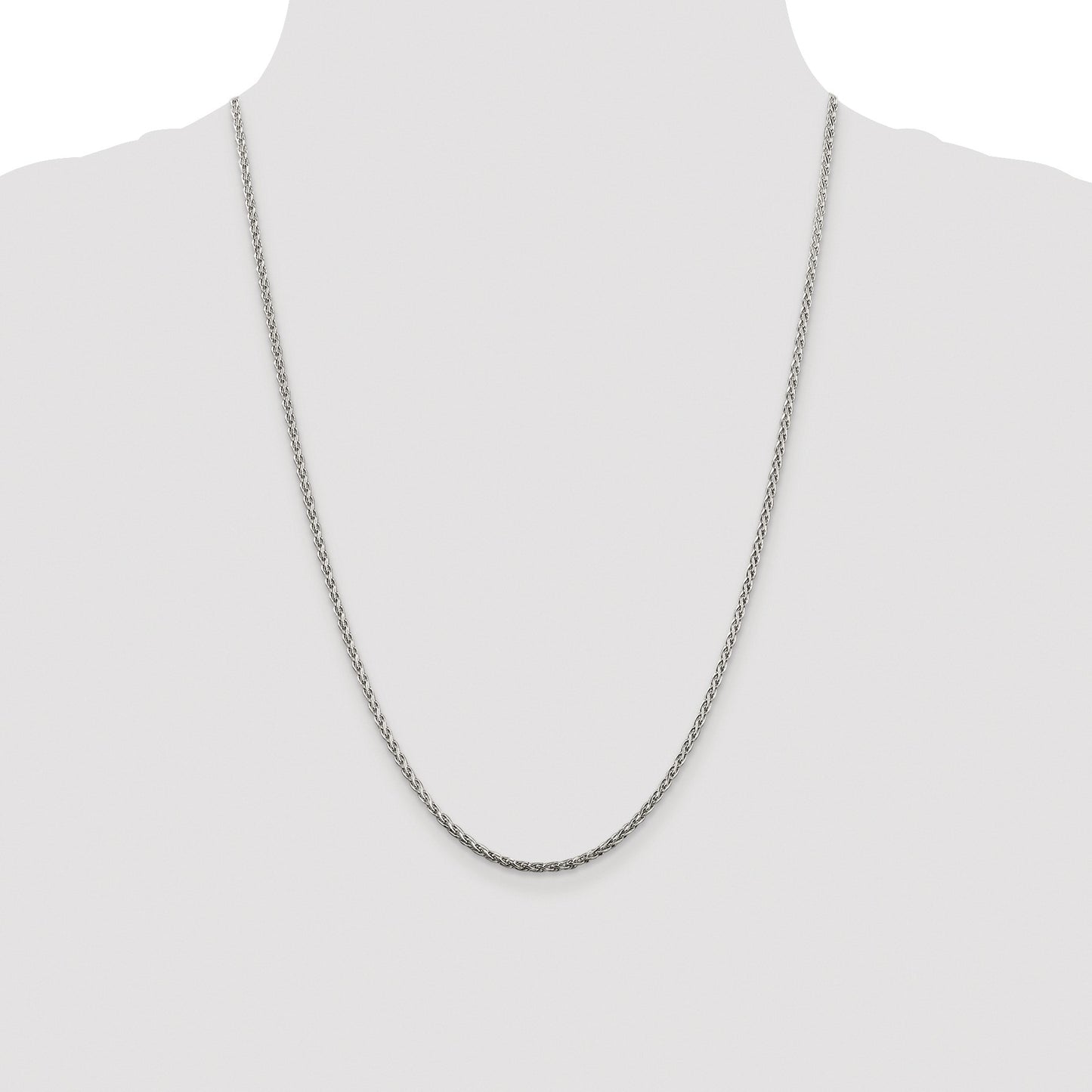 Sterling Silver Rhodium-plated 2mm Diamond-cut Spiga Chain