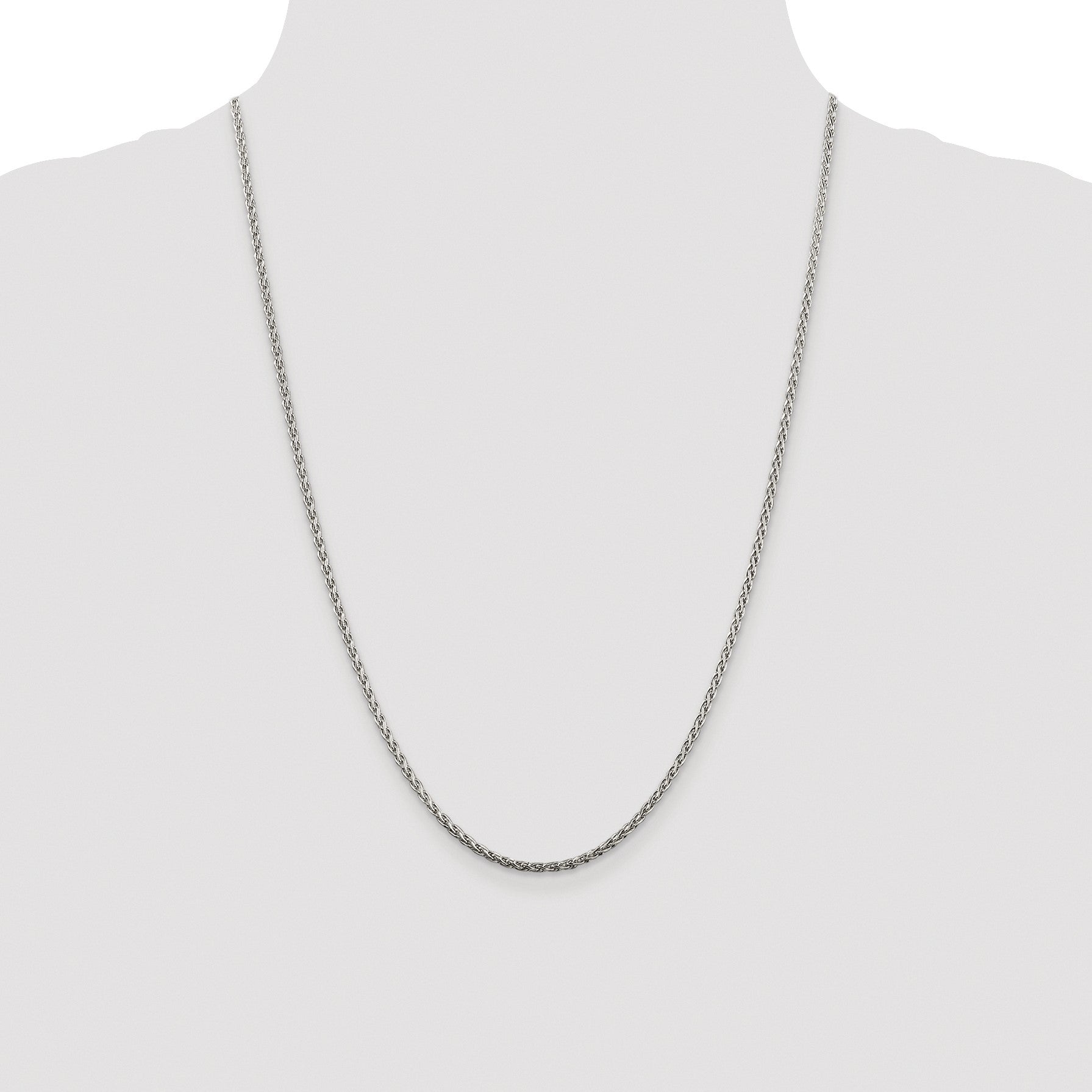 Sterling Silver Rhodium-plated 2mm Diamond-cut Spiga Chain