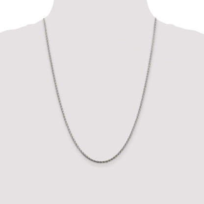 Sterling Silver Rhodium-plated 2mm Diamond-cut Spiga Chain
