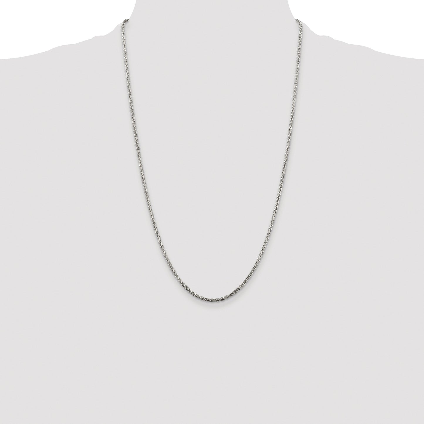 Sterling Silver Rhodium-plated 2mm Diamond-cut Spiga Chain