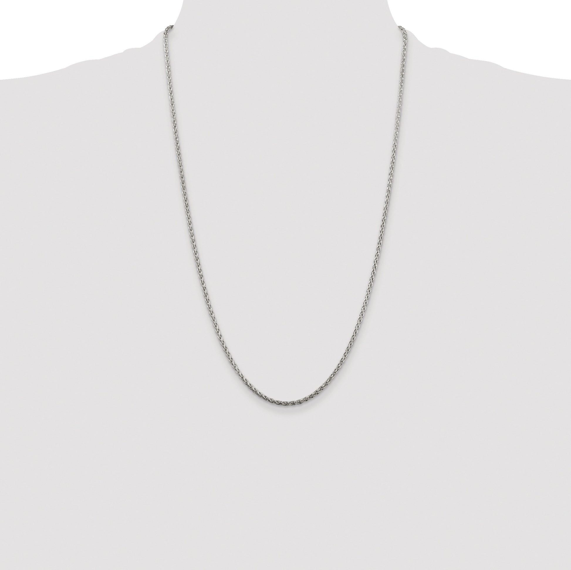 Sterling Silver Rhodium-plated 2mm Diamond-cut Spiga Chain