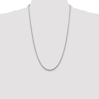 Sterling Silver Rhodium-plated 2mm Diamond-cut Spiga Chain