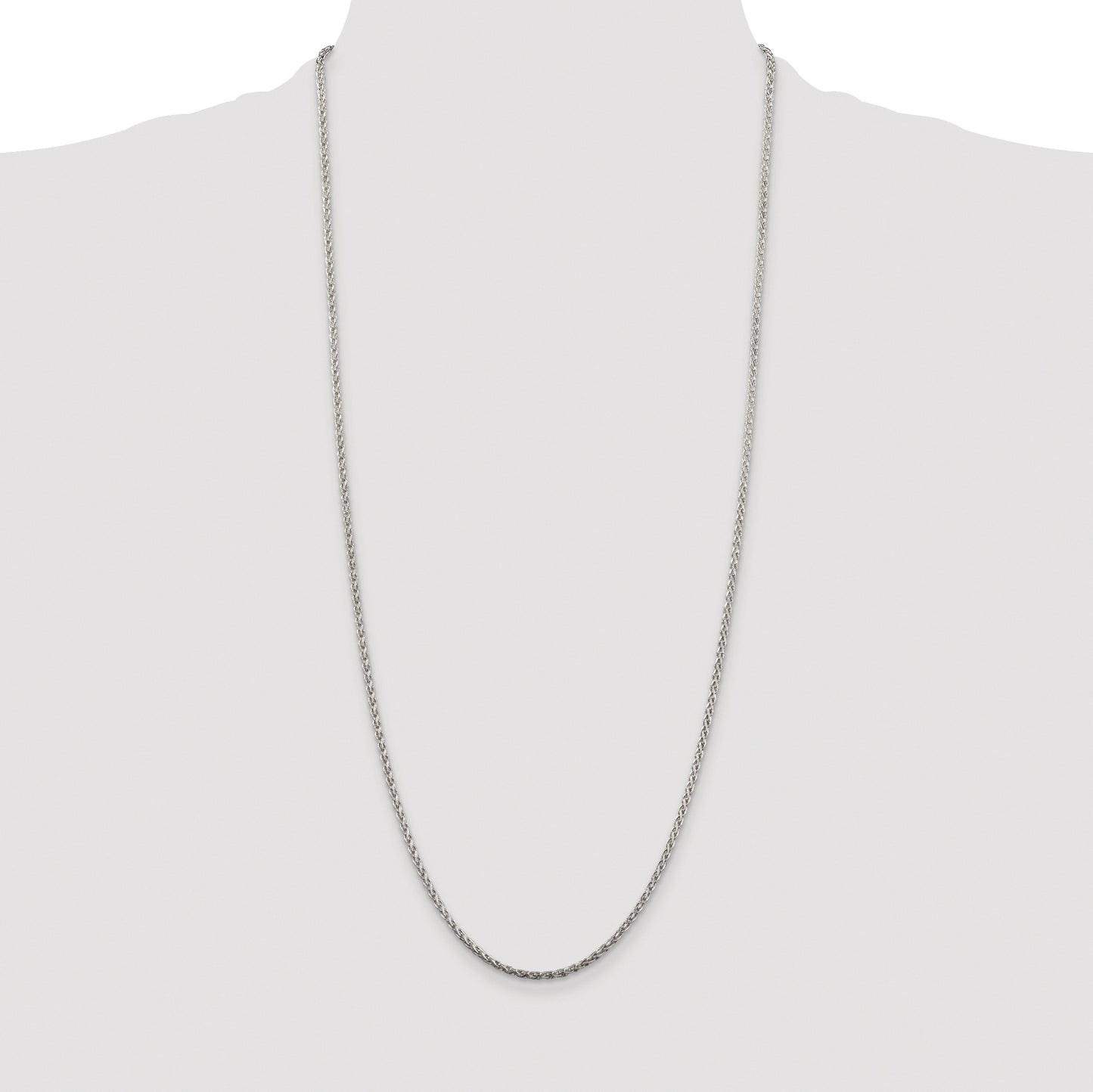 Sterling Silver Rhodium-plated 2mm Diamond-cut Spiga Chain
