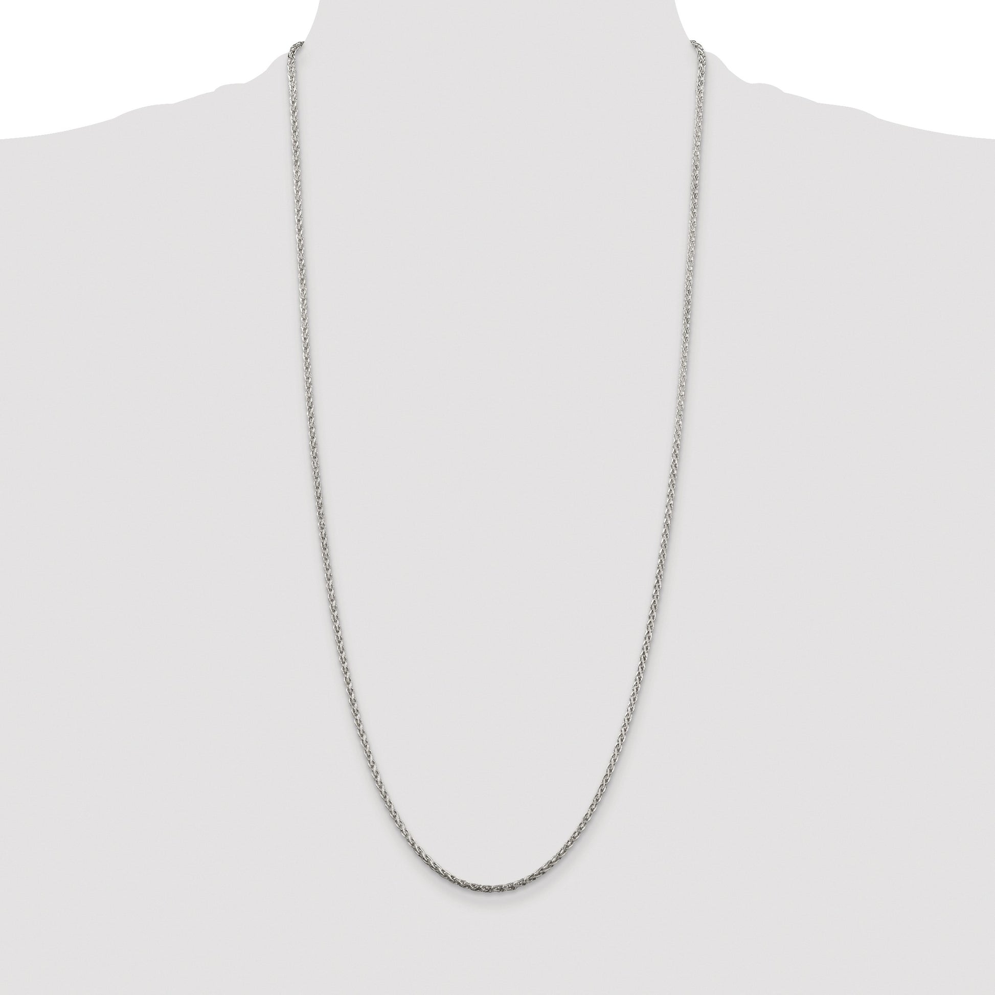 Sterling Silver Rhodium-plated 2mm Diamond-cut Spiga Chain