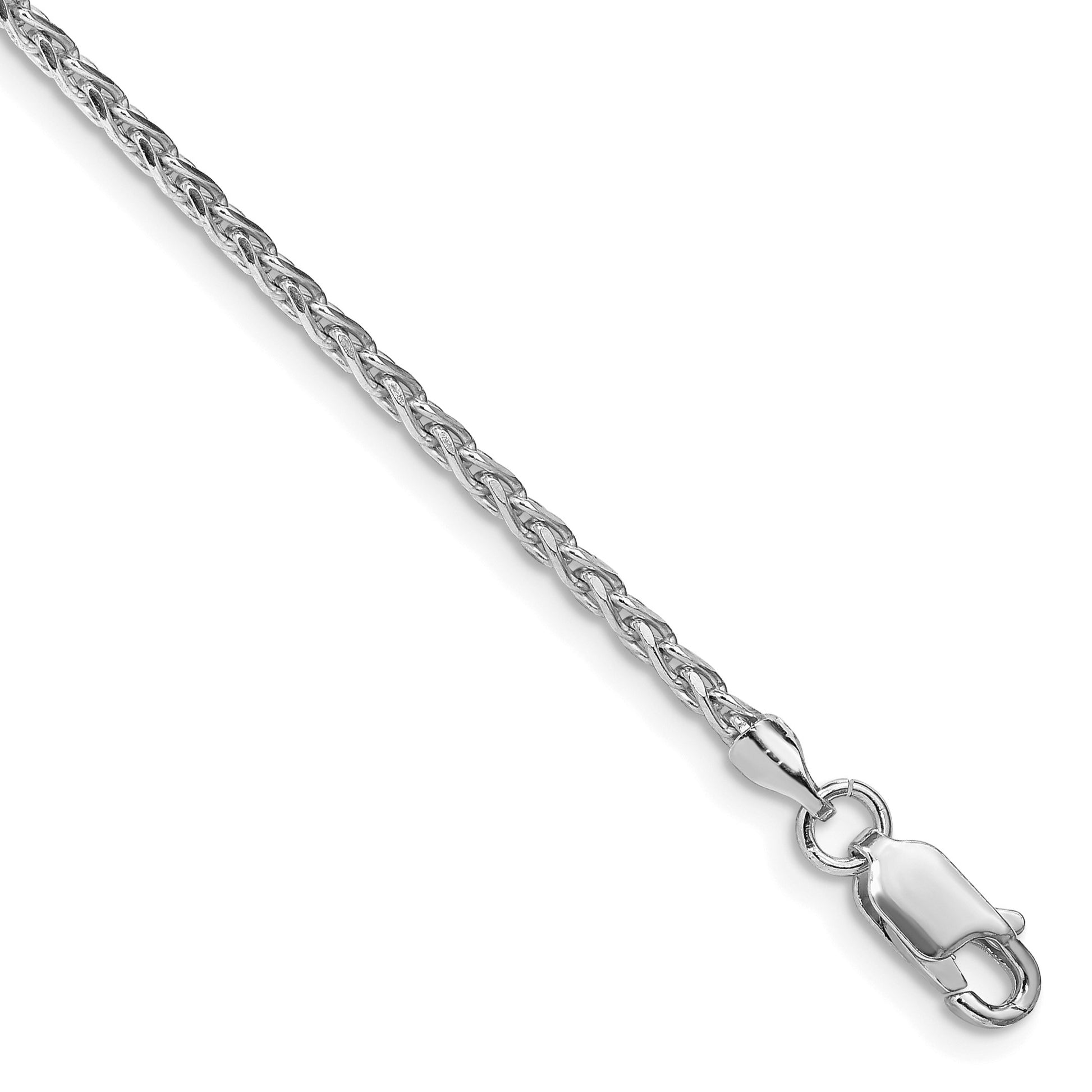 Sterling Silver Rhodium-plated 2mm Diamond-cut Spiga Chain