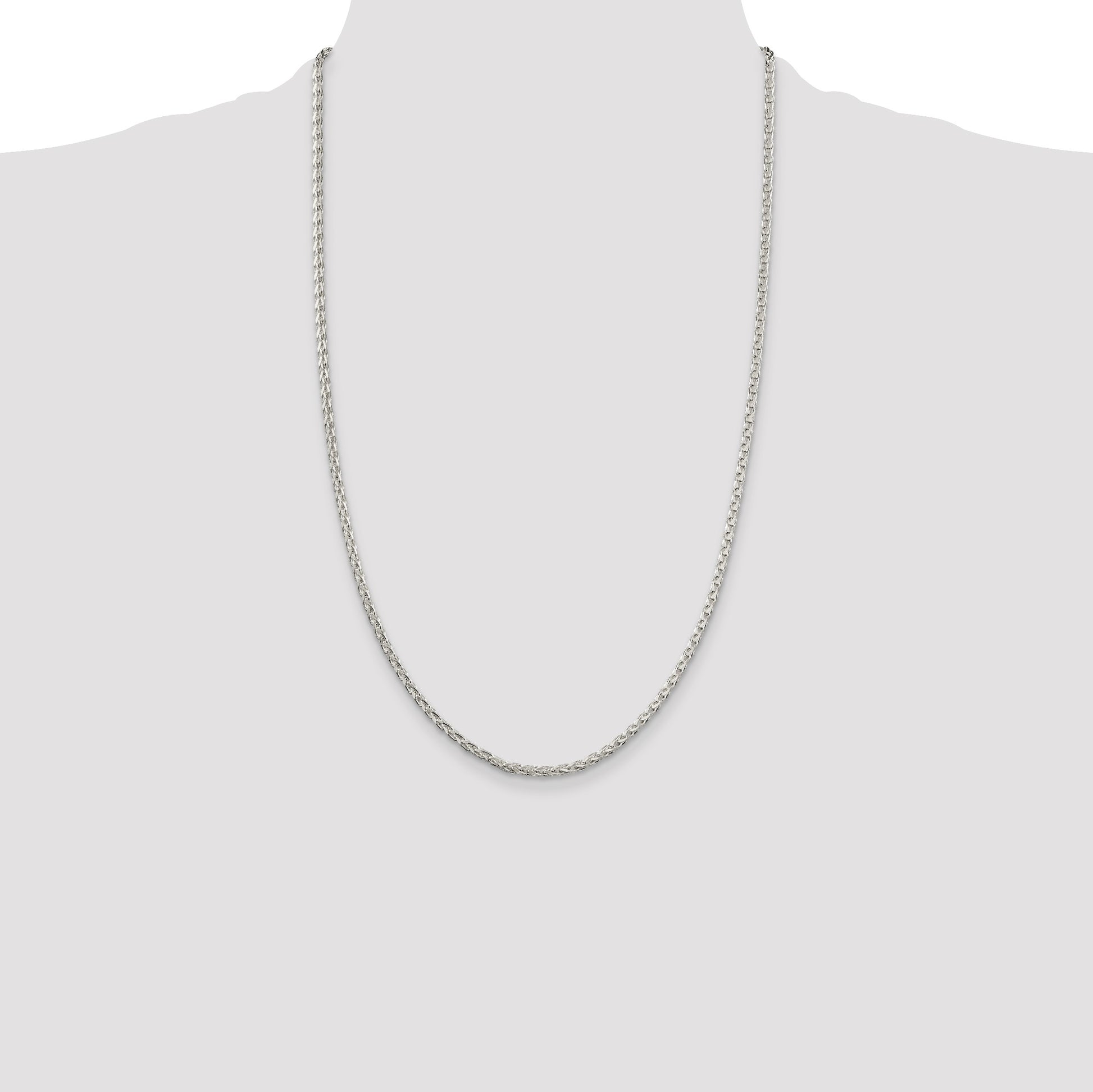 Sterling Silver 2.75mm Diamond-cut Spiga Chain
