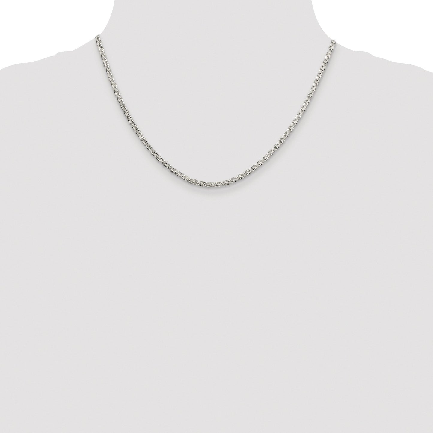Sterling Silver Rhodium-plated 2.75mm Diamond-cut Spiga Chain