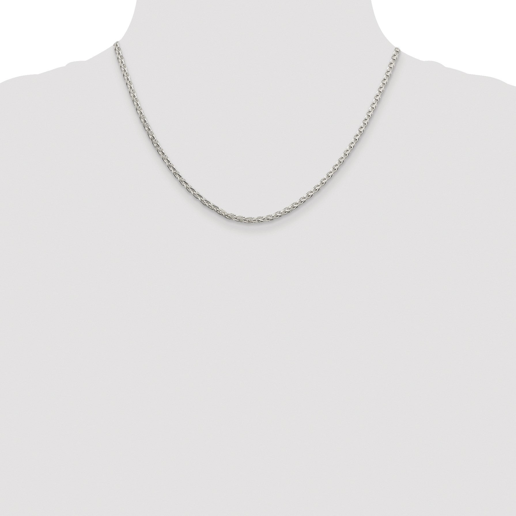 Sterling Silver Rhodium-plated 2.75mm Diamond-cut Spiga Chain