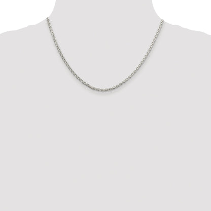 Sterling Silver Rhodium-plated 2.75mm Diamond-cut Spiga Chain