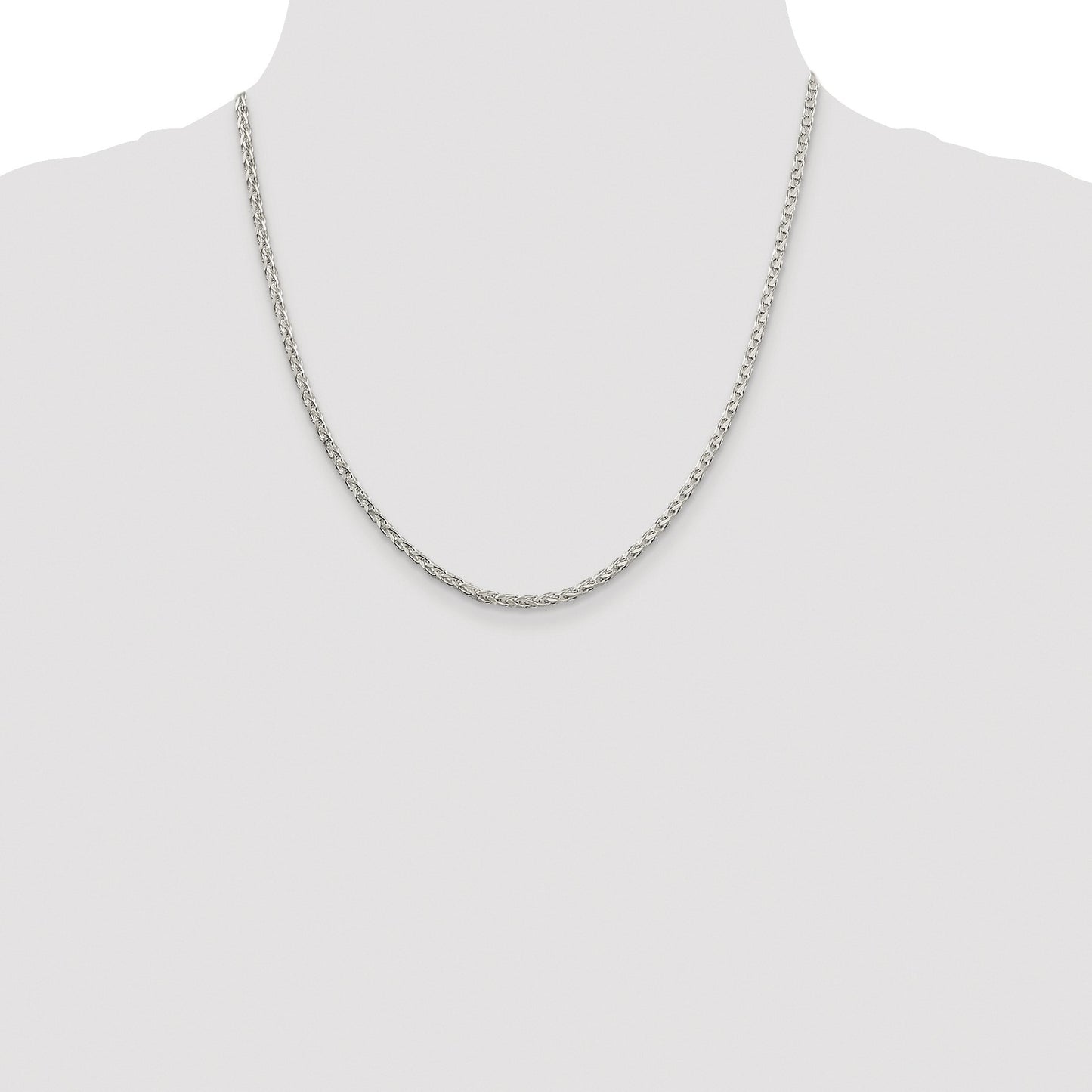 Sterling Silver Rhodium-plated 2.75mm Diamond-cut Spiga Chain