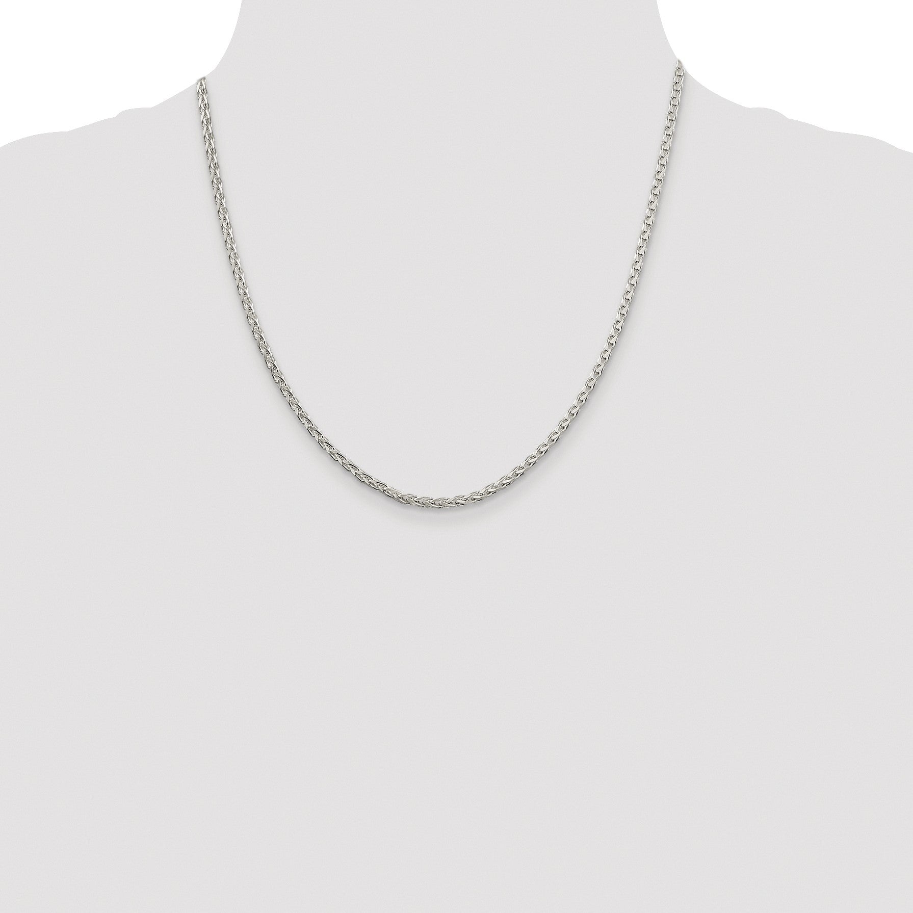 Sterling Silver Rhodium-plated 2.75mm Diamond-cut Spiga Chain