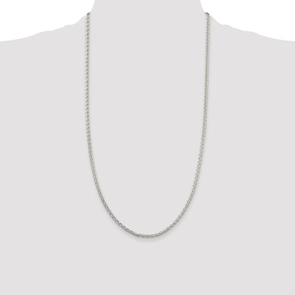 Sterling Silver Rhodium-plated 2.75mm Diamond-cut Spiga Chain